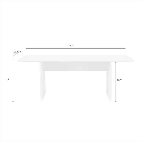 English Elm Ella 79" Dining Table in White – Modern MDF Rectangular 78.7" Table Seats 6-8 with Stable Thick Legs B365P397685