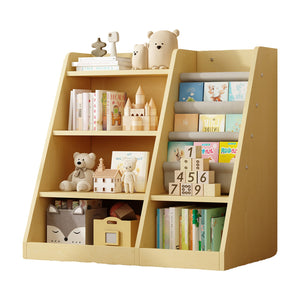 English Elm Wooden Montessori 4-Tier Kids Bookcase with 3 Deep Sling Pockets, Sturdy MDF Organizer for Playroom W2876P233535