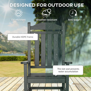 English Elm Outsunny 2-Piece Outdoor Rocking Chair Set - Weather-Resistant Hdpe With Rustic Design & Comfort Features W2225P217097-GIGA