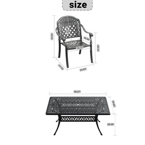 English Elm 7-Piece Cast Aluminum Patio Furniture Set With Red Cushions - Durable, Versatile & Elegant Design W1710S00088