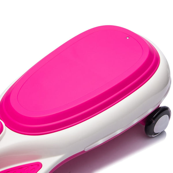 English Elm 12v Kids Ride on Wiggle Car with Dual Motors Led Wheels Bluetooth and Triangular Frame Rose Red W1578P390195