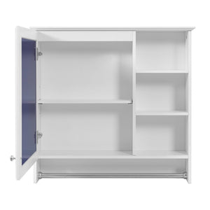 English Elm 30 Inch Wall Mount Mirror Cabinet Mdf Storage with Soft Close Hinges Bathroom Vanity White N710P186086K