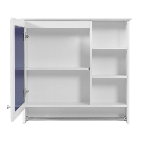 English Elm 30 Inch Wall Mount Mirror Cabinet Mdf Storage with Soft Close Hinges Bathroom Vanity White N710P186086K