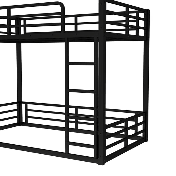 English Elm Metal Twin Xl Bunk Bed Frame - Heavy-Duty, Noise-Reduced Design For Kids, Teens & Adults, Black Finish W1580S00157