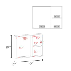 English Elm Milan Wall Mounted Medicine Cabinet with Mirror Slim White Bathroom Storage Organizer B128P473982