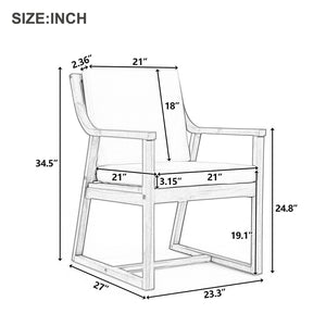 English Elm Trexm Acacia Wood Outdoor Dining Armchairs with Cushions for Patio Garden Mocha N715P404282P