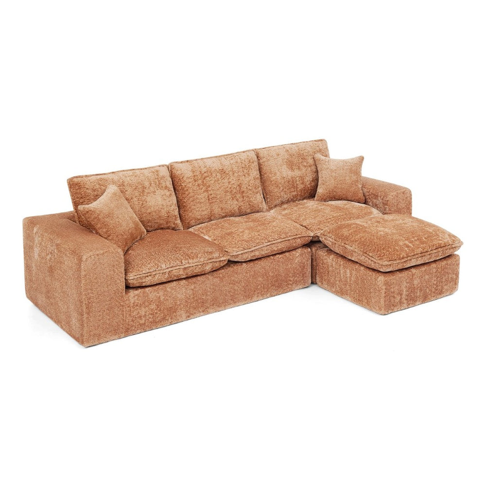 English Elm 107'' Boucle L-shaped Sectional with Reversible Chaise Deep Foam Seat Living Room Orange W1413S00171