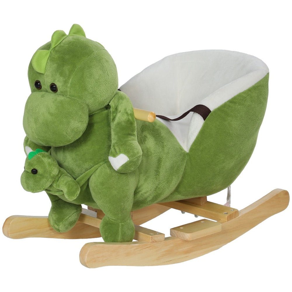 English Elm Qaba Plush Dinosaur Toddler Rocker with 32 Songs Hand Puppet and Safe Wooden Base W2225P249743