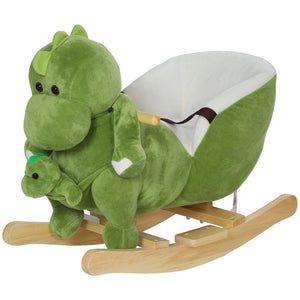 English Elm Qaba Plush Dinosaur Toddler Rocker with 32 Songs Hand Puppet and Safe Wooden Base W2225P249743