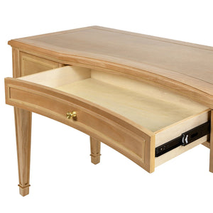 English Elm Jennifer Taylor Home - Dauphin 55" Executive Desk In Natural Brown Rubber Wood - Elegant Design With 3 Soft-Close Drawers B2719P238478