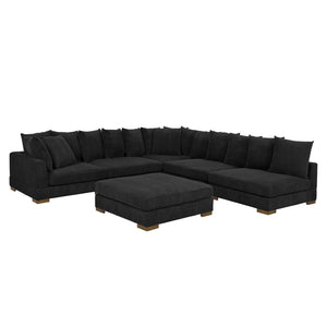 English Elm Large Corduroy Modular Sectional Sofa Sleeper with Ribbed Texture for Open Living Black B2748S00013