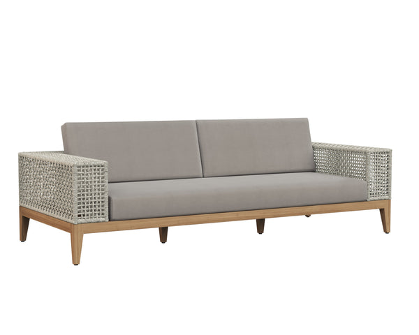 Sunpan Salerno Sofa - Sophisticated Outdoor Armchair with Durable Teak Wood and Weather-Resistant Frame Palazzo Taupe