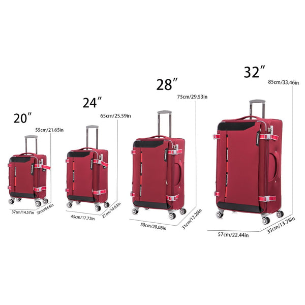 English Elm Softside Expandable Spinner Luggage Set Four Piece Lightweight Travel Collection Claret Red T3292P343875
