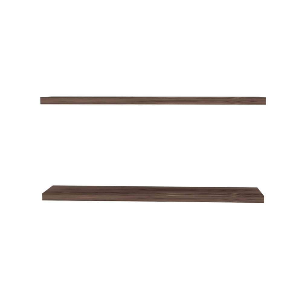 English Elm Ecco 47" Floating Shelves Set of 2 Walnut – Modern Matte Finish, Hidden Brackets, Sturdy Storage Display B200P239119