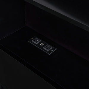 English Elm Twin LED Platform Bed with Trundle and Under-Storage Drawers, Flip-Up Headboard, USB Ports Espresso N820S10008D