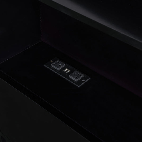 English Elm Twin LED Platform Bed with Trundle and Under-Storage Drawers, Flip-Up Headboard, USB Ports Espresso N820S10008D