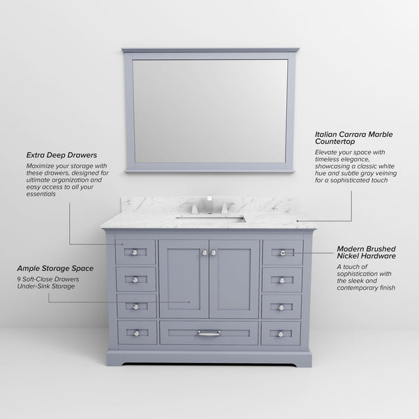 English Elm Dark Grey Single-Sink Vanity 48" W - Modern Design With Soft-Close Doors, Ample Storage & Durability B2731P258210