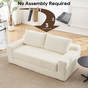 English Elm Loveseat Convertible Sofa Bed with Memory Foam & Steel Frame, No Assembly, Corduroy Comfort Beige W2959P278432