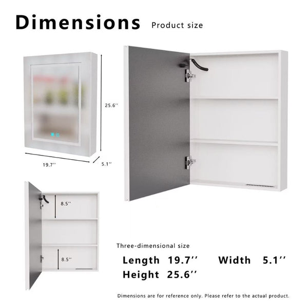 English Elm Led Aluminum Medicine Cabinet with Anti-fog Mirror White Light and Wall Mount Storage W3083P373515