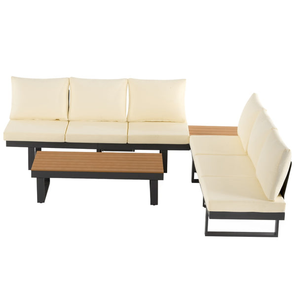 English Elm Outdoor Sectional Sofa Set - Stylish Modular Patio Seating With Adjustable Recline & Storage Solutions N719Z000170A-GIGA