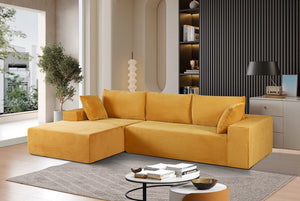 English Elm Cozyform Convertible Sectional Sofa In Ginger Yellow Corduroy - No Assembly, Modern Comfort For All B2735P359713