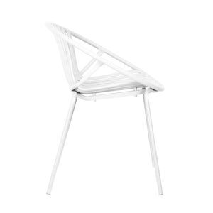 English Elm Christopher Knight Home® - Patio Ergonomic Stackable Dining Chairs with Breathable Cutout Backs, Metal Legs, 300lb Capacity White N768P192555W