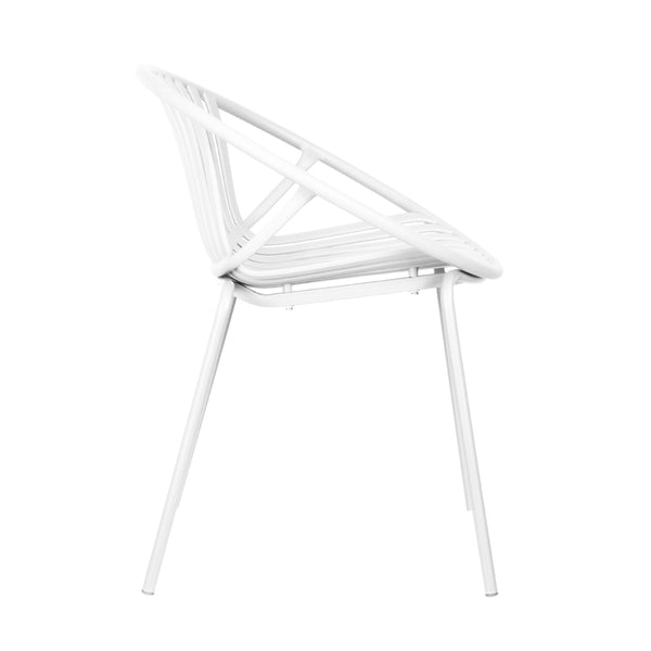 English Elm Christopher Knight Home® - Patio Ergonomic Stackable Dining Chairs with Breathable Cutout Backs, Metal Legs, 300lb Capacity White N768P192555W