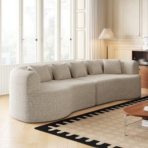 English Elm Curved Chenille Sectional Sofa Oversized Four Seat Cloud Foam Living Room Lounge W3505P355582