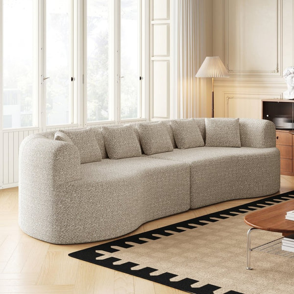 English Elm Curved Chenille Sectional Sofa Oversized Four Seat Cloud Foam Living Room Lounge W3505P355582