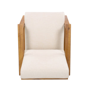 English Elm Christopher Knight Home® - Patio Lounge Chair - Weather-Resistant Beige Cushion & Teak Acacia Wood Frame For Outdoor Elegance N779P291591T
