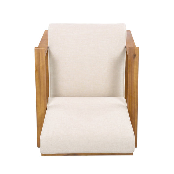 English Elm Christopher Knight Home® - Patio Lounge Chair - Weather-Resistant Beige Cushion & Teak Acacia Wood Frame For Outdoor Elegance N779P291591T