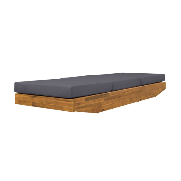 English Elm Boat-shape Acacia Wood Outdoor Chaise Lounge Slatted Teak Finish Poolside Recliner Dark Grey,Teak N770P380117T_N770P208326G