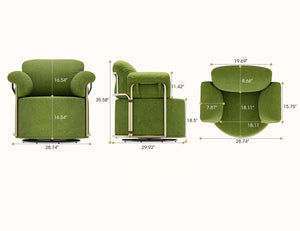 English Elm 360 Degree Square Swivel Accent Chair - Plush Boucle Upholstered Armchair With Gold Legs For Comfort W2012P319054