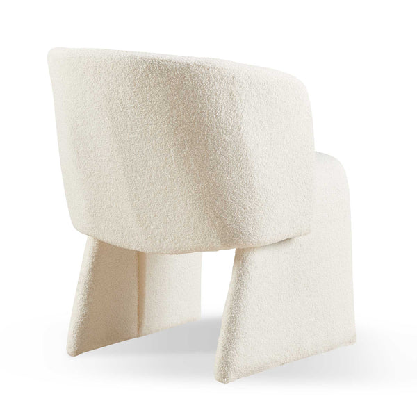English Elm Modern Boucle Dining Chair Upholstered Teddy Accent Seat for Living Room Bedroom Office Comfortably Chic Off White W1164P190832