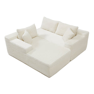 English Elm 105'' Modular Cloud Sectional Corduroy Plush Deep Seat L-shape Sofa for Living Room W1117S00338