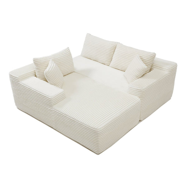 English Elm 105'' Modular Cloud Sectional Corduroy Plush Deep Seat L-shape Sofa for Living Room W1117S00338