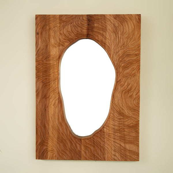 English Elm 20'' Timeline Mirror Rustic Rosewood Wall Mirror with Irregular Edge, Antique Grain, D-Ring Mounting, Versatile Decor W2615P346482