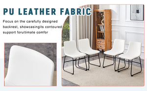 English Elm Set Of 4 Modern White Pu Leather Chairs – Stylish, Ergonomic, And Easy-Clean For Any Space! W3226P279062-GIGA