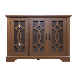 English Elm 48.66" Wide Tempered Glass Door Buffet Sideboard with Adjustable Shelves Dark Finish Dark Oak W2899P372745