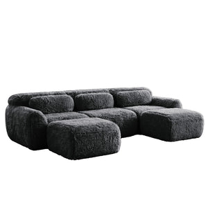 English Elm U-shaped Modular Sectional Sofa Plush Cloud Foam Boneless Build for Home Theater Lounging Dark Grey W714S01551