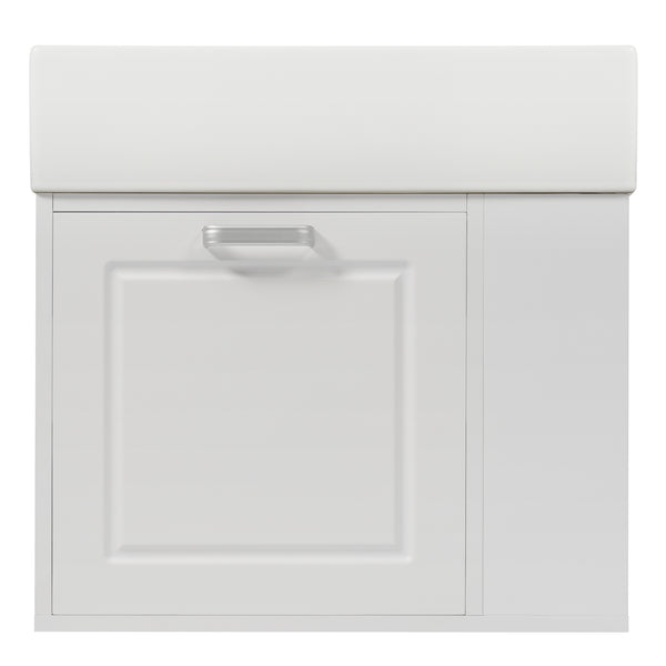 English Elm Christopher Knight Home® - 21.8" Wall-Mounted Bathroom Vanity with Ceramic Sink, Soft-Close Drawer, Adjustable Shelves & Tissue Holder White N759P292550K