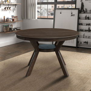 English Elm 47.24''Round Rubber Wood Dining Table with Trestle Pedestal for 4-6, Modern MDF Frame Design Brown W2582S00075