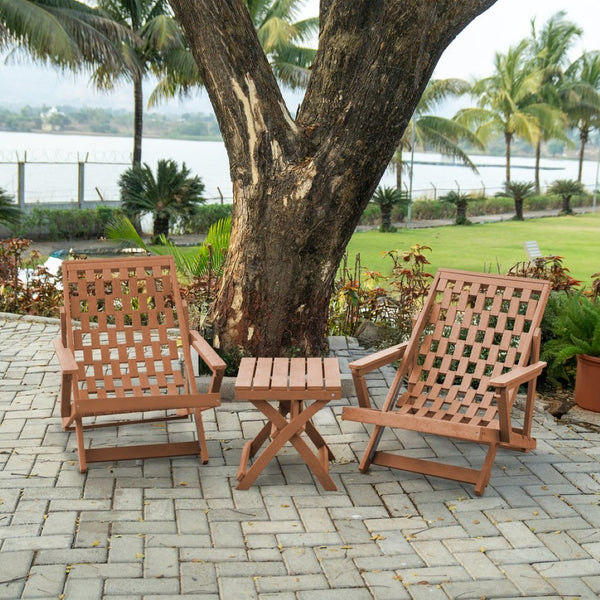 English Elm Pinecrest Outdoor Folding Lounge Chair Recycled Hdpe Reclining Patio Seat with Cushion Teak B2745P409694
