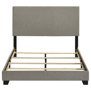 English Elm Efram Upholstered Panel Bed with Tall Padded Headboard and Matte Black Wood Legs Taupe B062P441115