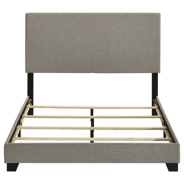 English Elm Efram Upholstered Panel Bed with Tall Padded Headboard and Matte Black Wood Legs Taupe B062P441115