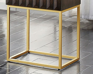English Elm Contemporary Round Mid‑Century Accent Side Table with Tapered Legs, Solid Wood Build and Compact Design Gold,Walnut 23 L x 22 W x 10 H B2741P359685