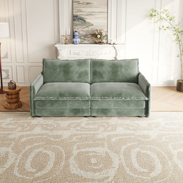 English Elm Corduroy Loveseat Sofa Couch - Cozy 2-Seat Upholstered Design With Deep Cushions & 2 Pillows W834S00412
