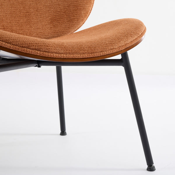 English Elm Mid-Century Shell Chair with Wood Grain Veneer, Curved Wide Seat, Metal-Wood Frame Holds 330+ lbs Orange W1143P214258