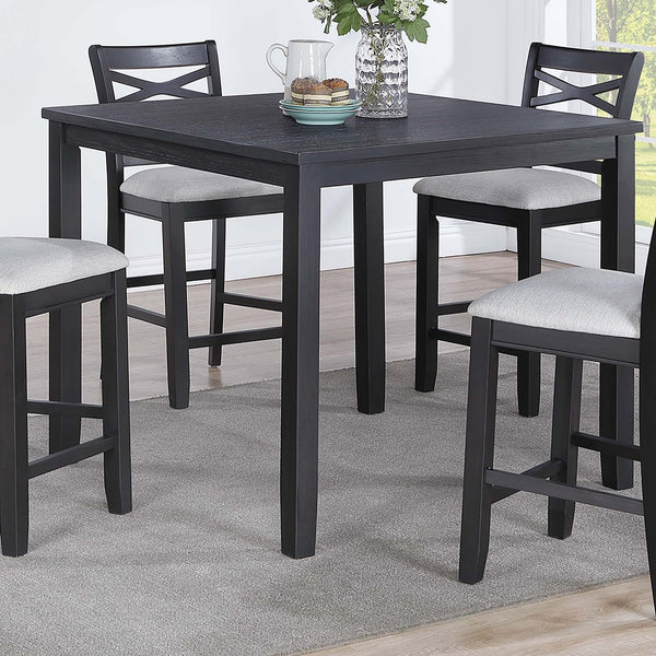 English Elm Dining 5pc Counter Height Charcoal Dining Set with Upholstered Cushions, Rubberwood X-Back Chairs B011P373691