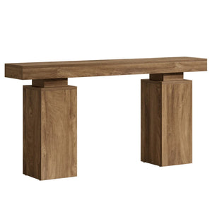 English Elm Practical Geometric Console Table with Matte Black Wood Grain Finish for Entryway or Sofa T3971P453732